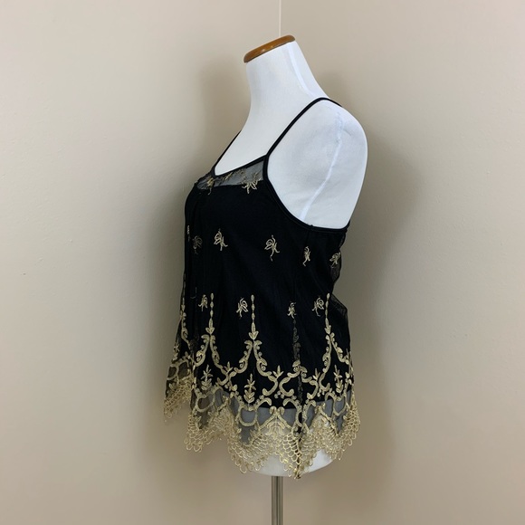 Altar’d State black & gold mesh tank top size S - Picture 4 of 7